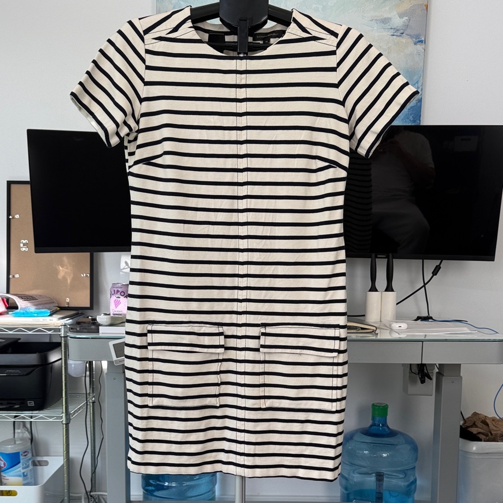 Striped Navy and White Banana Republic Dress